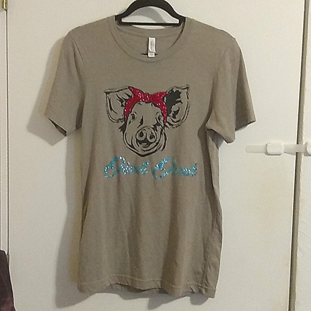 Women's Size Small Pig Oink Oink T-shirt Canvas Bella Canvas Slice of Country
